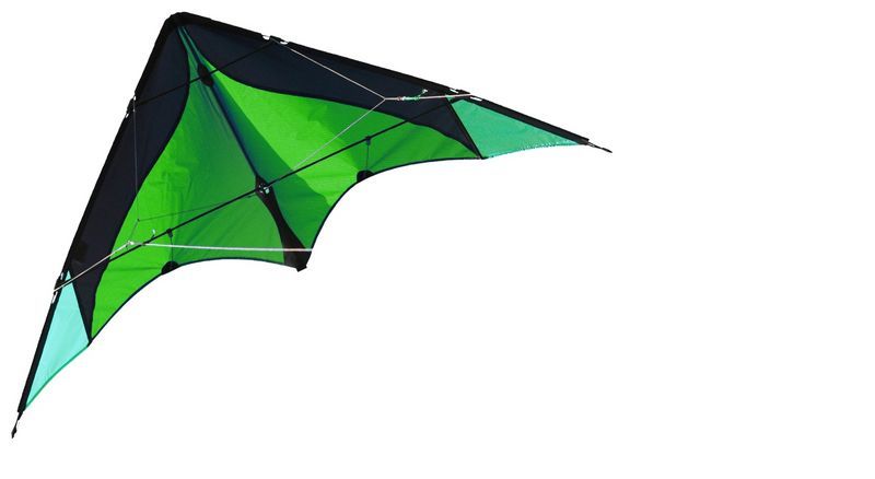 Elliot Delta Basic - Zweileiner-Lenkdrachen/Stabdrachen (2-Leiner) rtf (flugfertig) 117 cm x 59 cm Gfk-Vollstab 3 mm grün/schwarz
